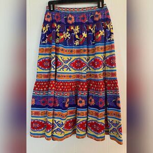 Adrienne Vittadini Skirt Women’s Medium Red Multicolor Fiesta Boho Hippie
